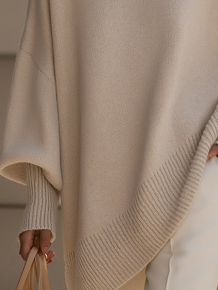 Jennifer | Drapierter Oversize-Pullover mit weitem Ausschnitt