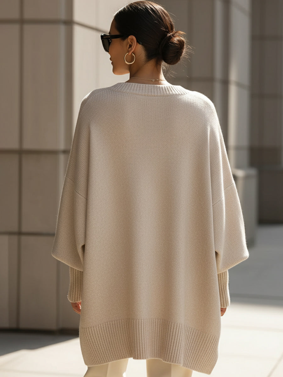 Jennifer | Drapierter Oversize-Pullover mit weitem Ausschnitt