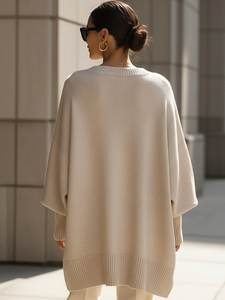 Jennifer | Drapierter Oversize-Pullover mit weitem Ausschnitt