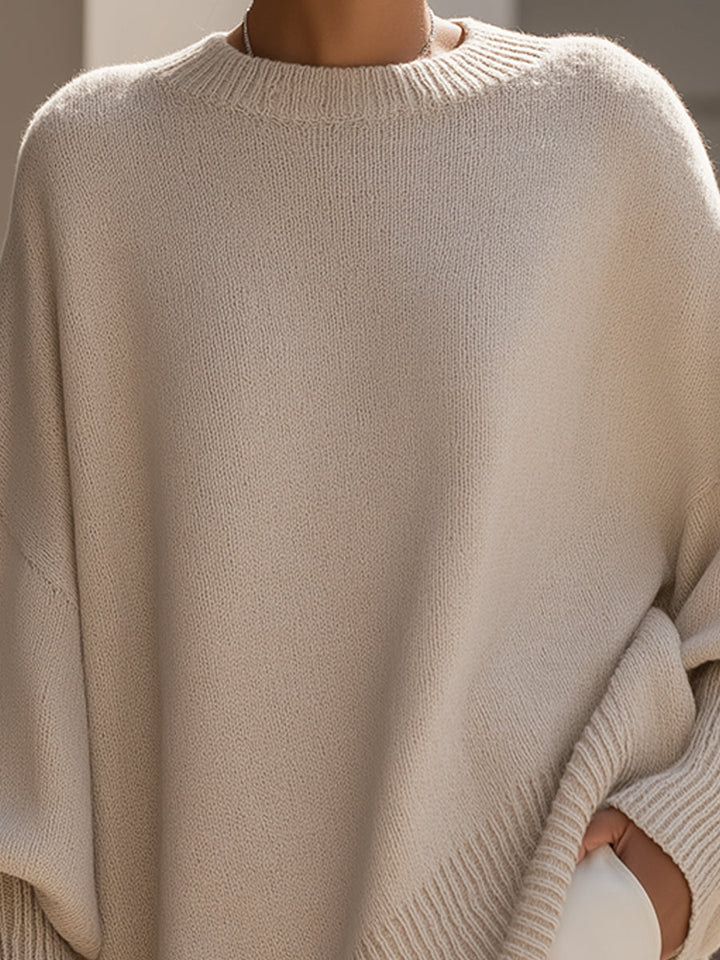 Jennifer | Drapierter Oversize-Pullover mit weitem Ausschnitt