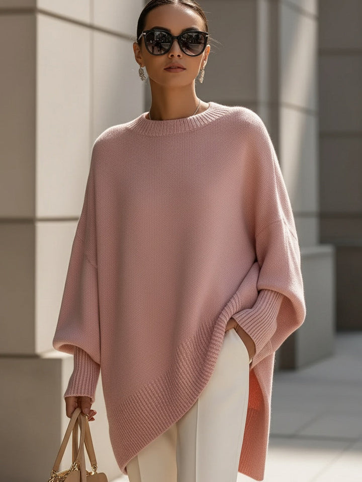 Jennifer | Drapierter Oversize-Pullover mit weitem Ausschnitt