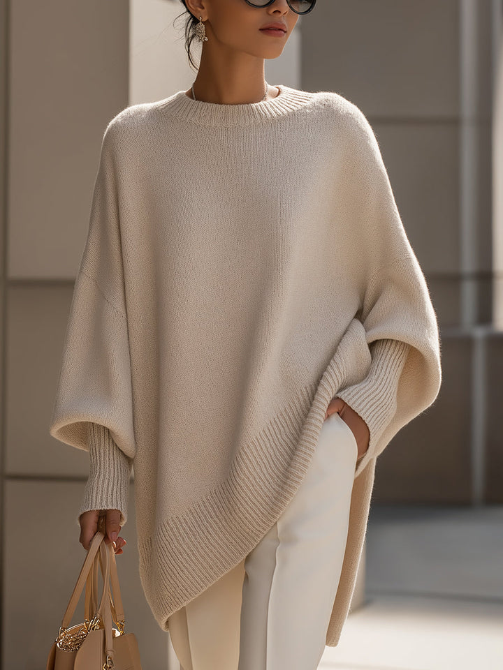 Jennifer | Drapierter Oversize-Pullover mit weitem Ausschnitt
