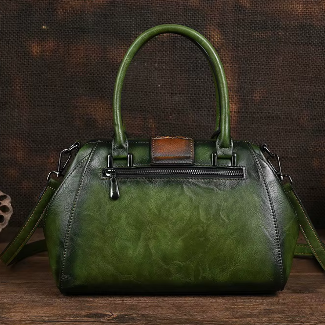 Florina - Handtasche aus Leder mit Gravur und floralem Muster