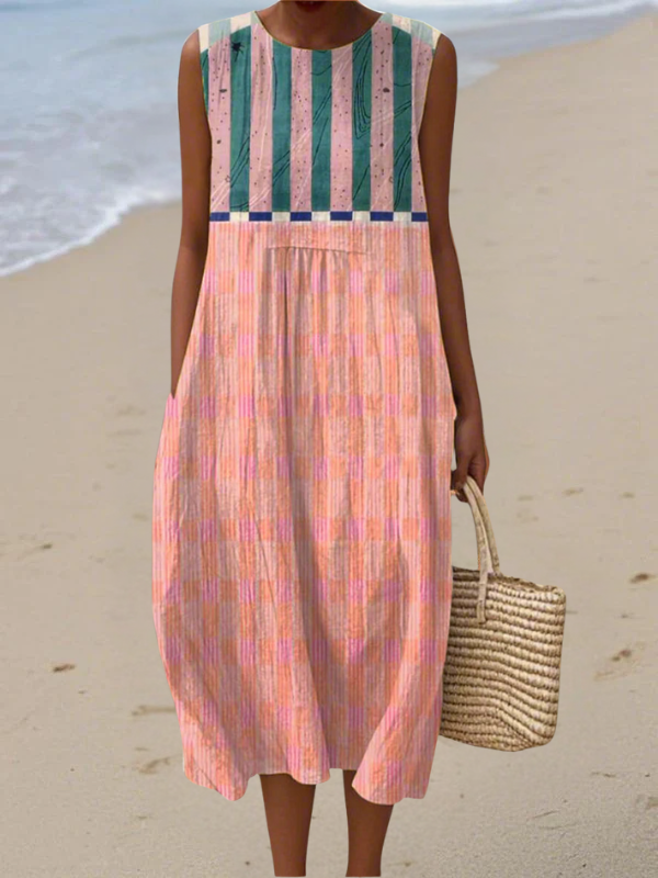 Lily™ Pastellgestreiftes Midikleid