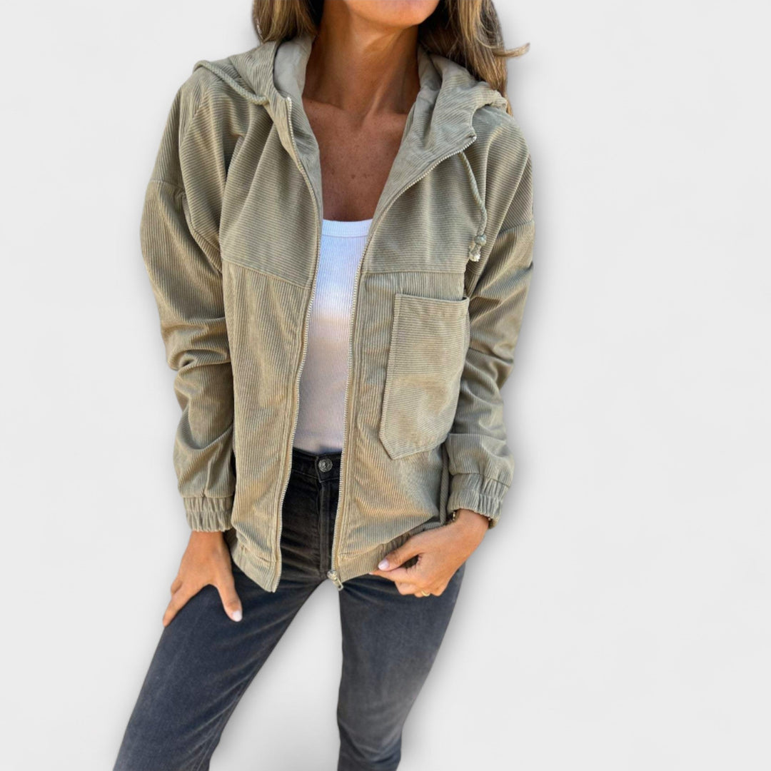 Ella - Kapuzenjacke aus Cord mit Reißverschluss