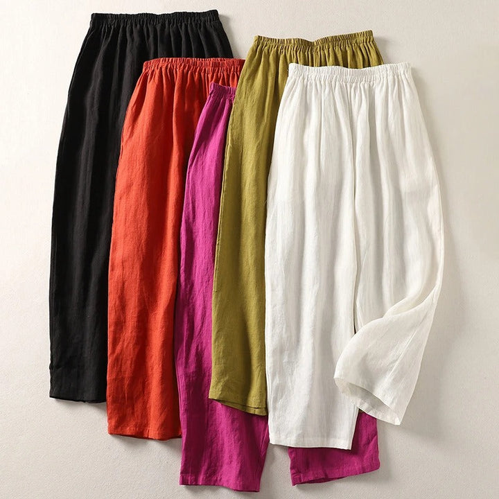 Amalia — Fließende Hose aus Baumwolle und Leinen
