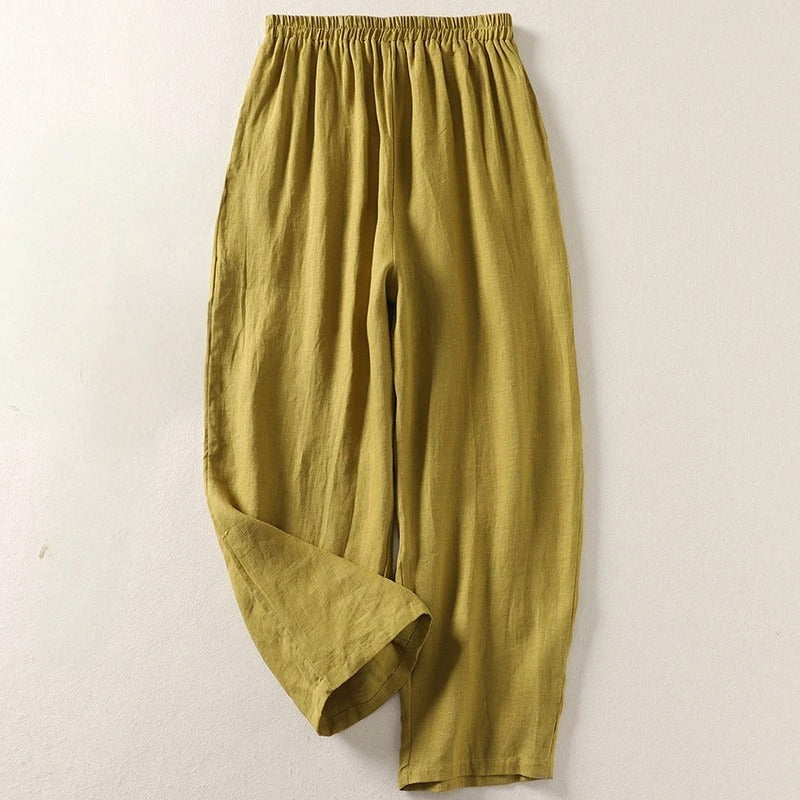 Amalia — Fließende Hose aus Baumwolle und Leinen