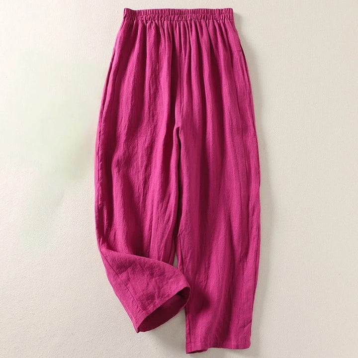 Amalia — Fließende Hose aus Baumwolle und Leinen