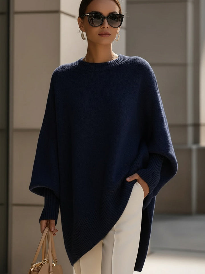 Jennifer | Drapierter Oversize-Pullover mit weitem Ausschnitt