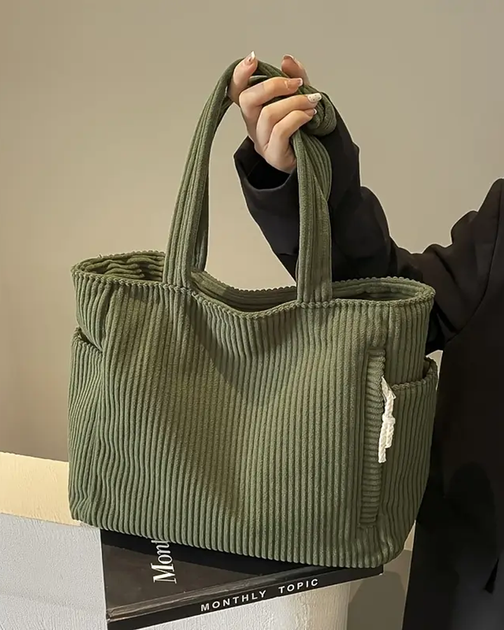 Liva™ | Gerippte Schultertasche mit Kordeldetail