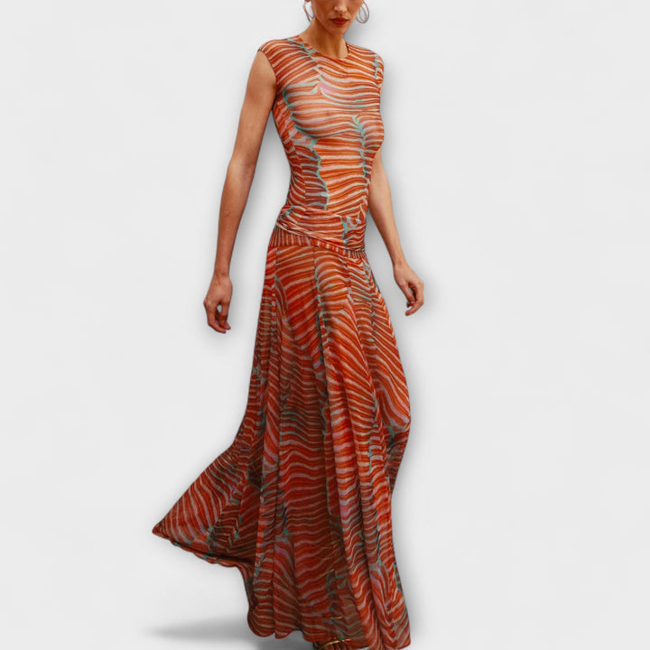Phoenix - Schimmernder Wellen-Mesh-Bodysuit