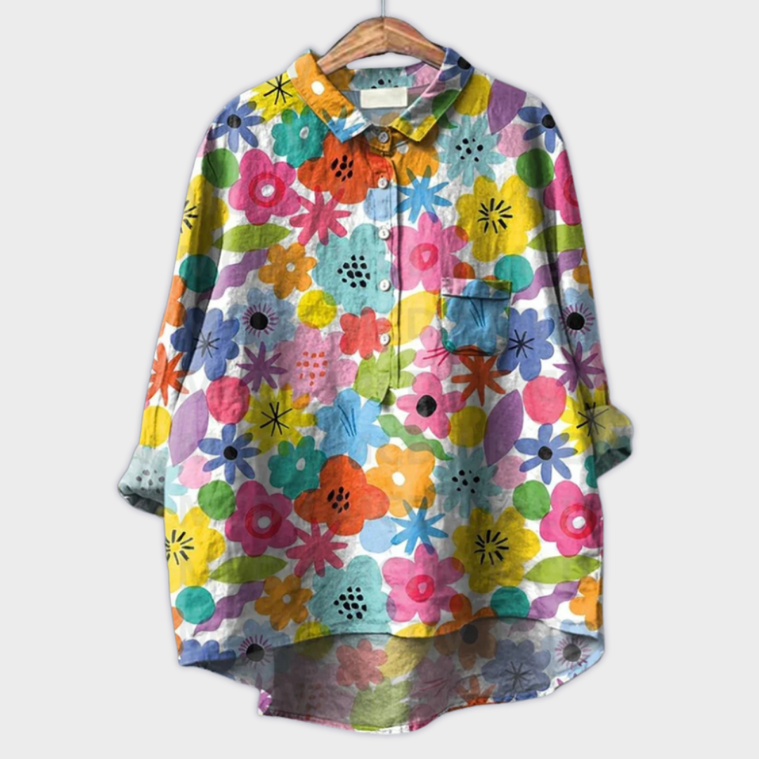 Magdalena - Handgemachte Damenbluse mit floralem Design