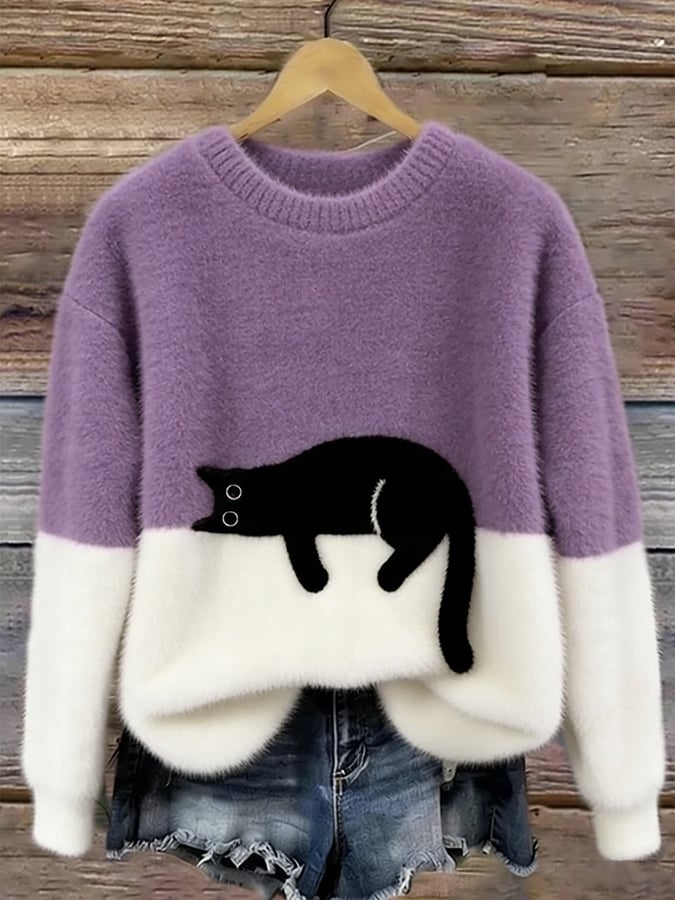 Bonnie™ — Oversized Sweatshirt mit Katzen-Print