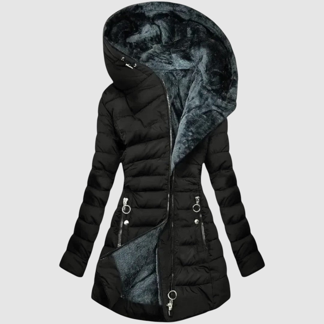 Mia | Gefütterte Winterjacke mit Kunstpelz-Innenfutter