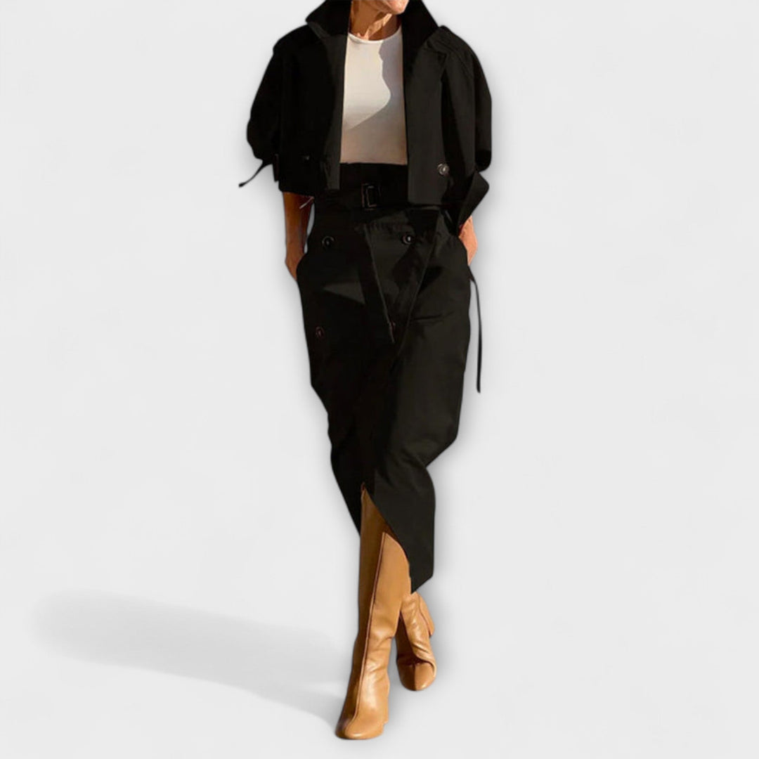 Aurora- Elegante Jacke Midi-Rock mit Taschen