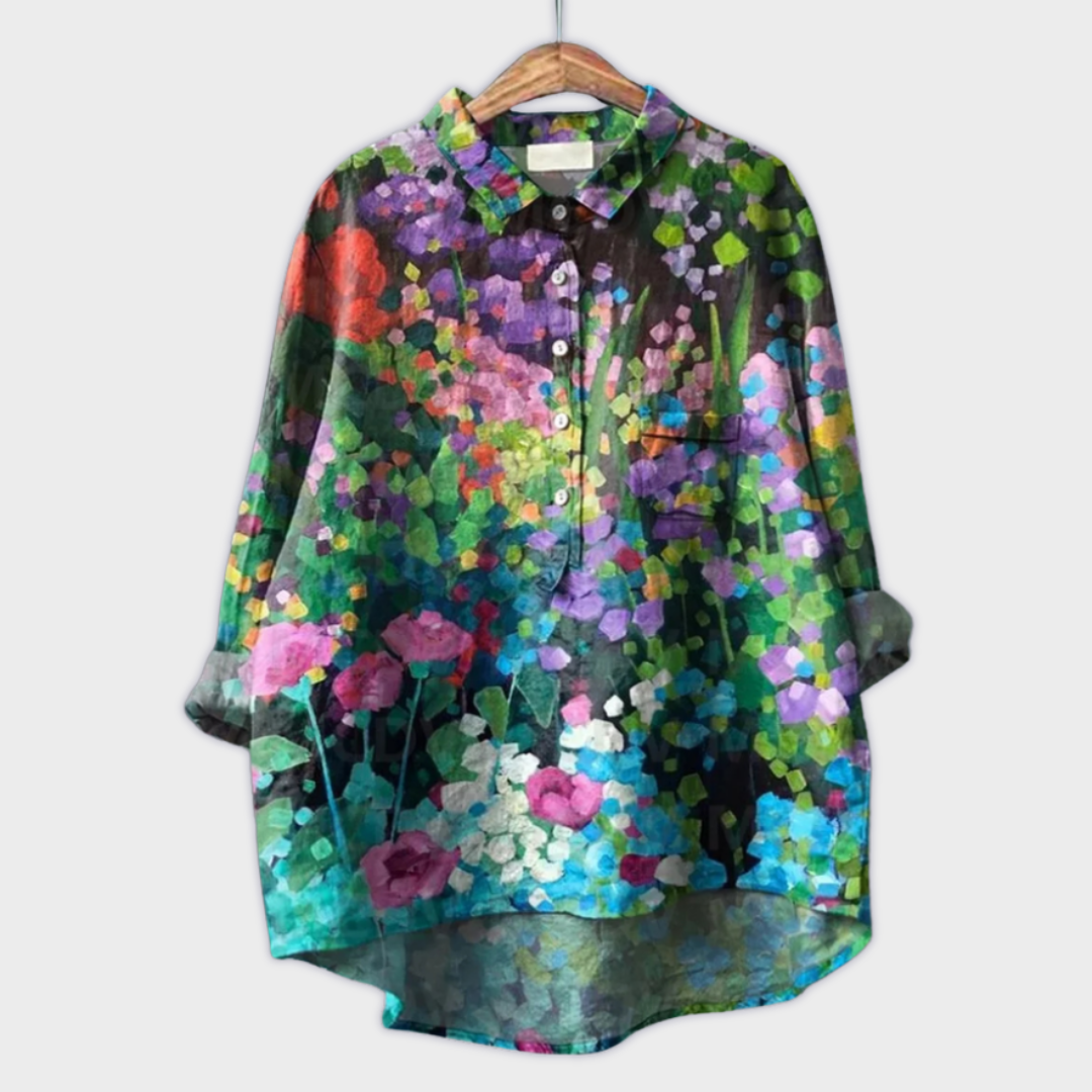 Magdalena - Handgemachte Damenbluse mit floralem Design
