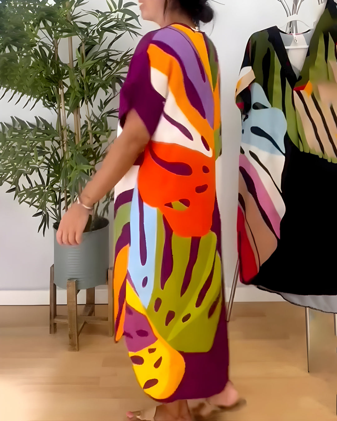 Leafara™ - Lockeres Kleid mit farbenfrohem Blattmuster