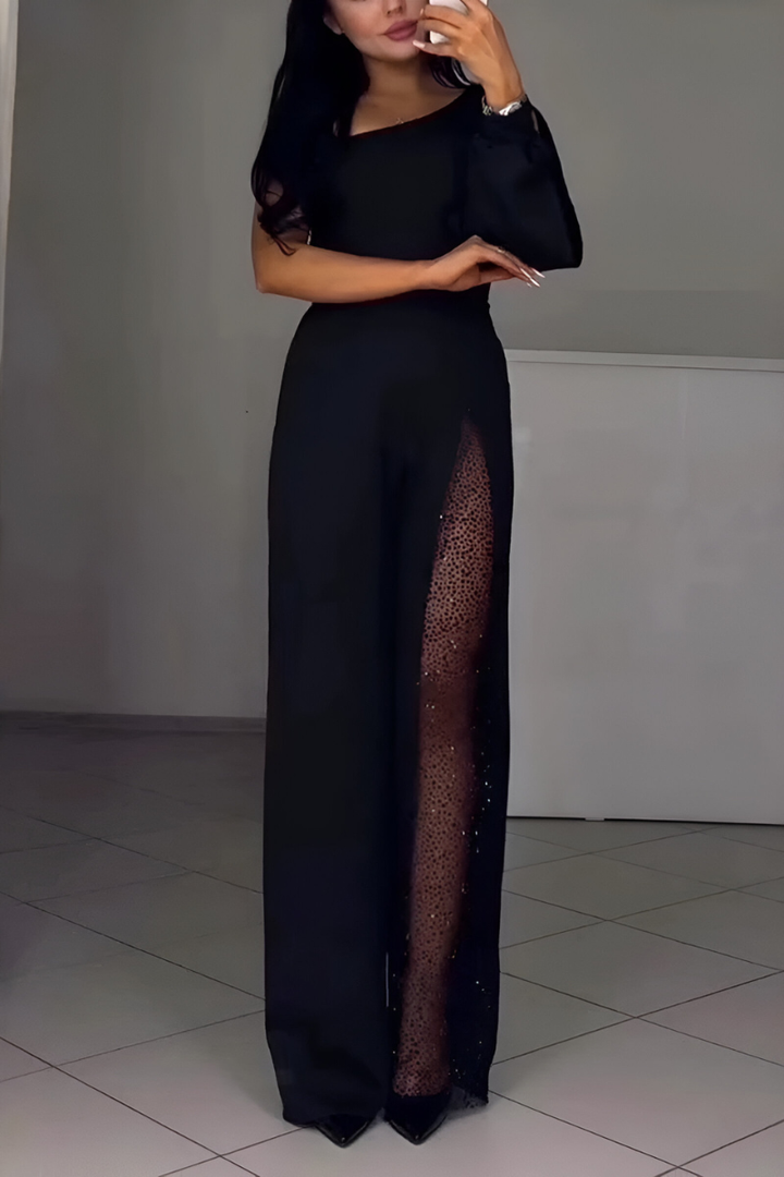 Artemis | Eleganter Ein-Schulter-Jumpsuit mit Glitzer-Detail