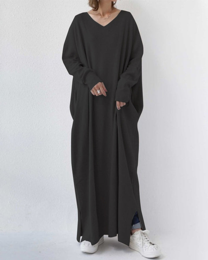 Serenya™ - Modisches Kleid mit langen Ärmeln und V-Ausschnitt