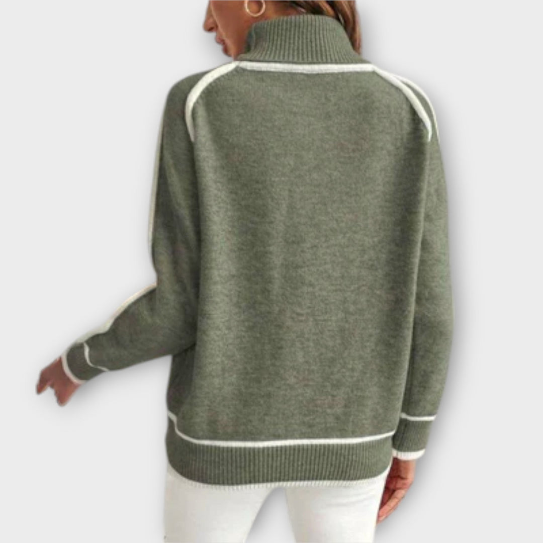 Christine - Luxuriöser olivgrüner Strickpullover