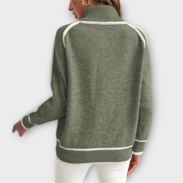 Christine - Luxuriöser olivgrüner Strickpullover