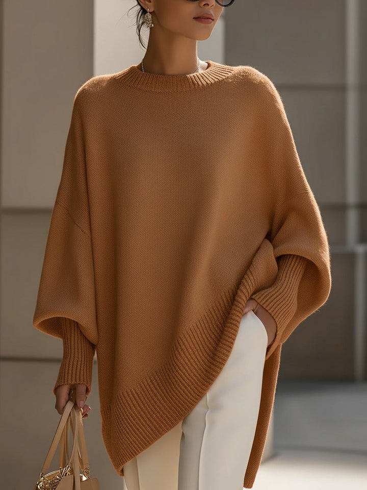 Jennifer | Drapierter Oversize-Pullover mit weitem Ausschnitt