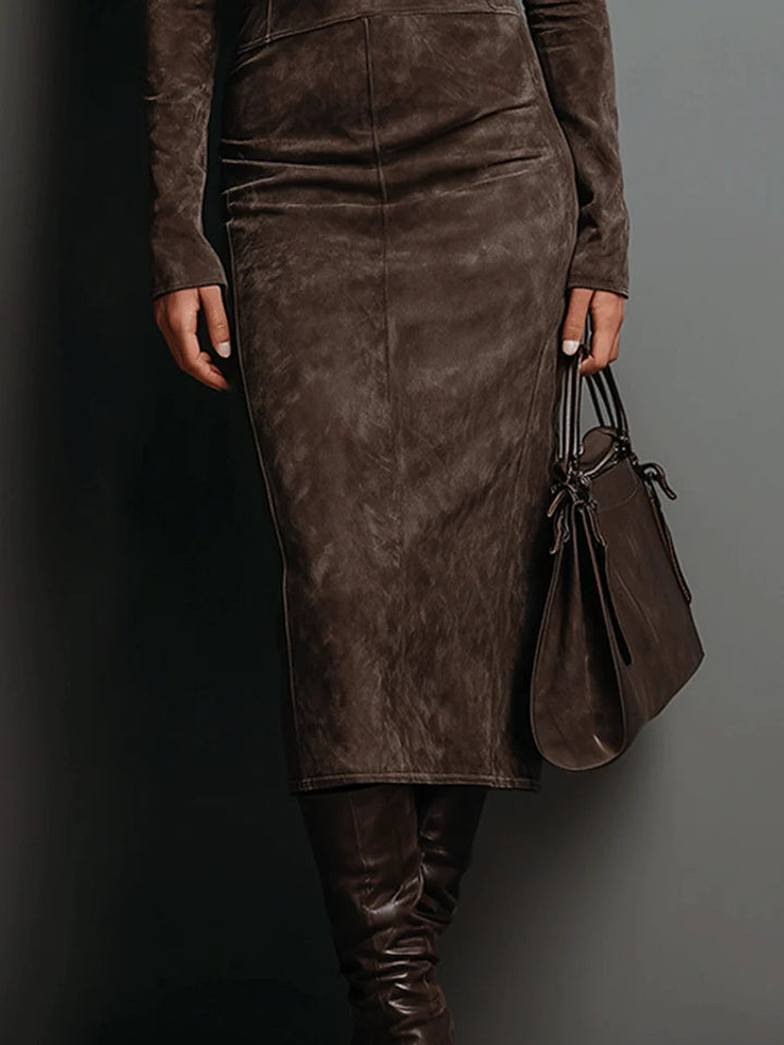 Ava™ - Wildleder Midi-Kleid