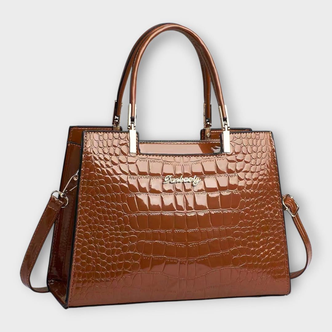 Aurora. -  Glänzende Krokodilledermuster-Handtasche