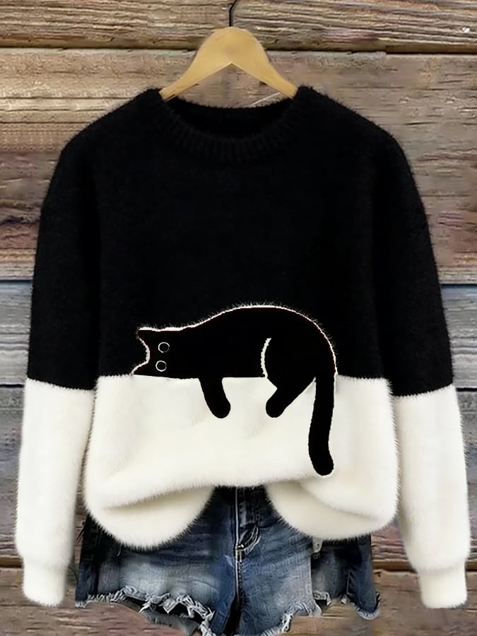 Bonnie™ — Oversized Sweatshirt mit Katzen-Print