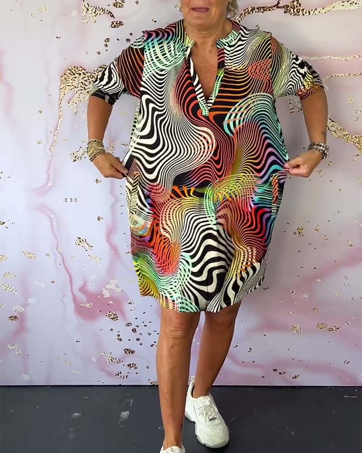 Roya™ - Farbenfrohes Kleid mit V-Ausschnitt