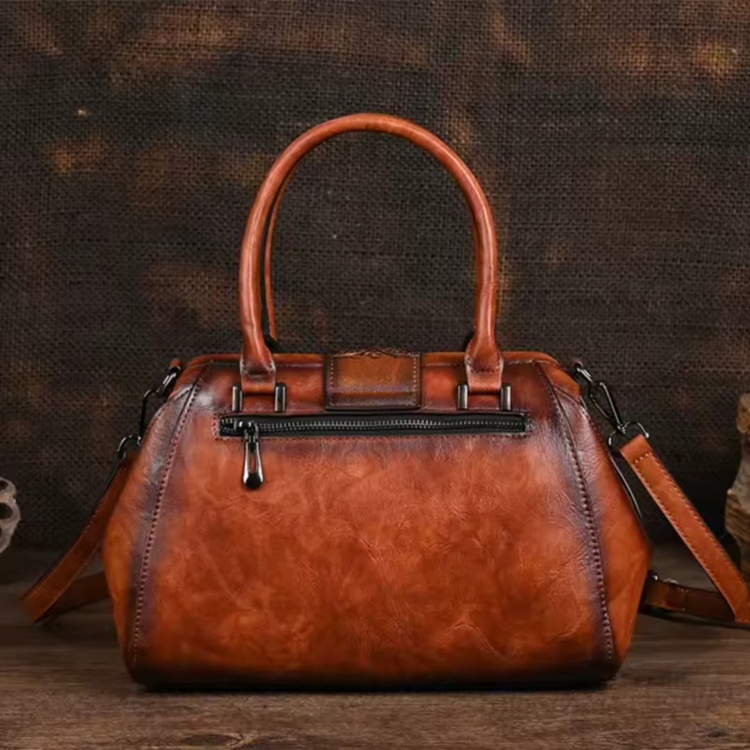 Florina - Handtasche aus Leder mit Gravur und floralem Muster