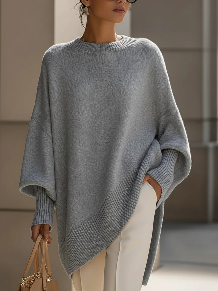 Jennifer | Drapierter Oversize-Pullover mit weitem Ausschnitt