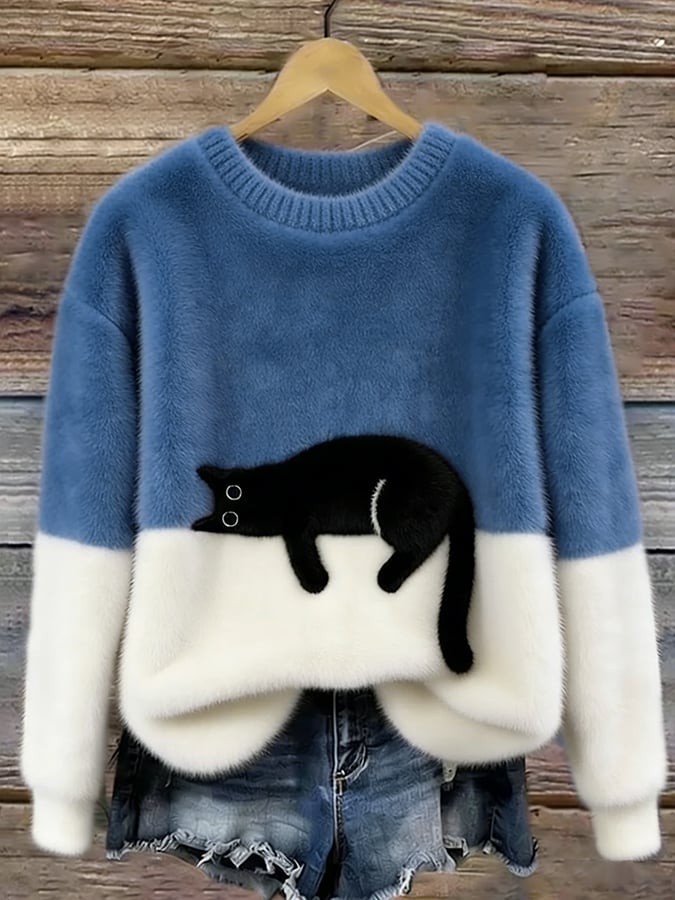 Bonnie™ — Oversized Sweatshirt mit Katzen-Print