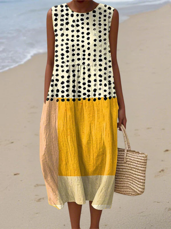 Leah™ Polka-Dot Colorblock Midi-Kleid
