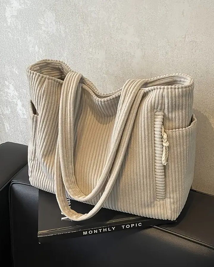 Liva™ | Gerippte Schultertasche mit Kordeldetail