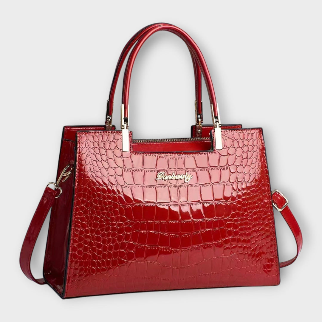 Aurora. -  Glänzende Krokodilledermuster-Handtasche
