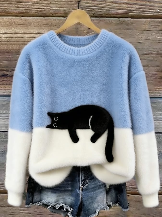 Bonnie™ — Oversized Sweatshirt mit Katzen-Print