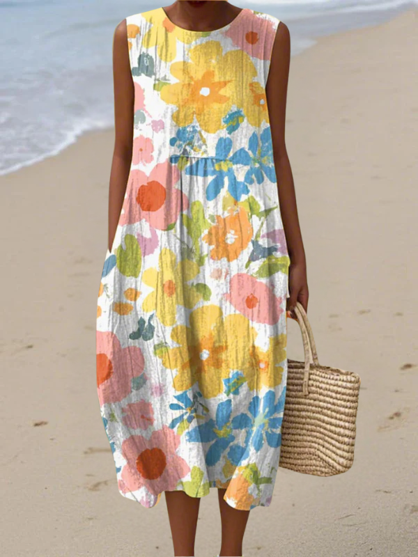 Ella™ Pastellblumen-Midikleid