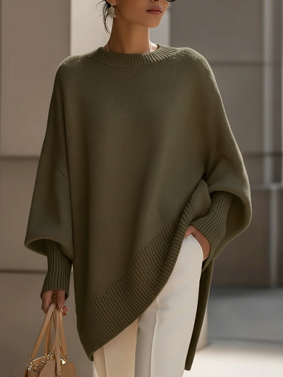 Jennifer | Drapierter Oversize-Pullover mit weitem Ausschnitt