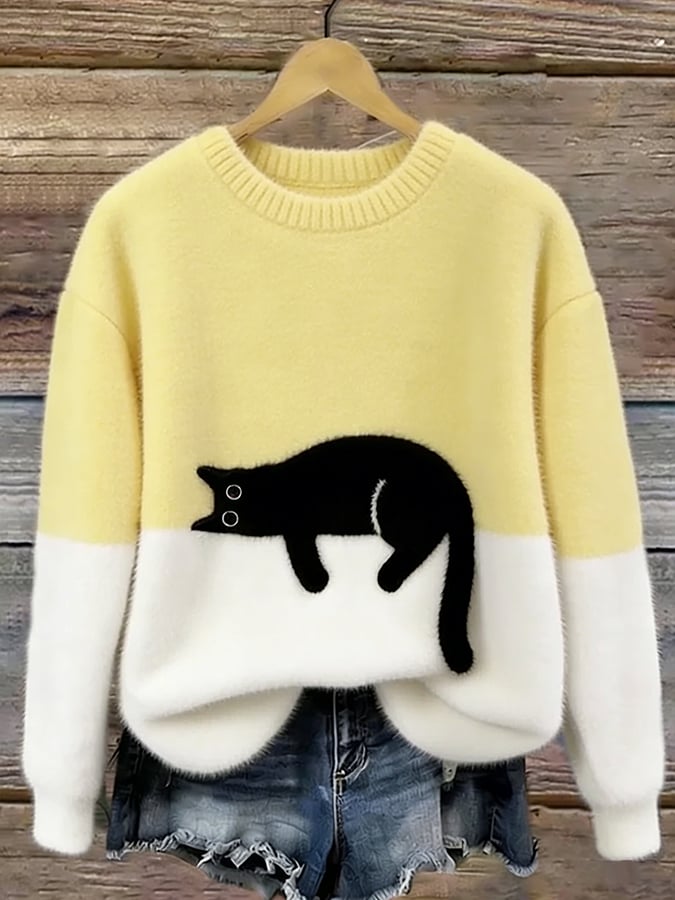 Bonnie™ — Oversized Sweatshirt mit Katzen-Print