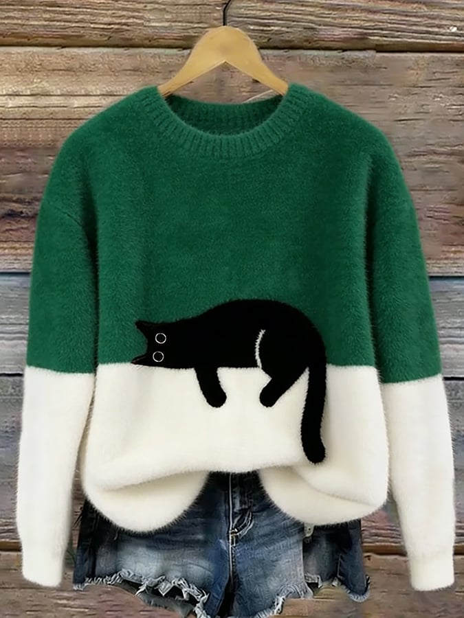 Bonnie™ — Oversized Sweatshirt mit Katzen-Print