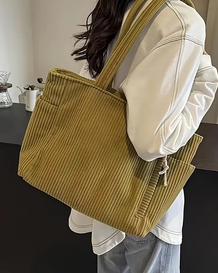 Liva™ | Gerippte Schultertasche mit Kordeldetail