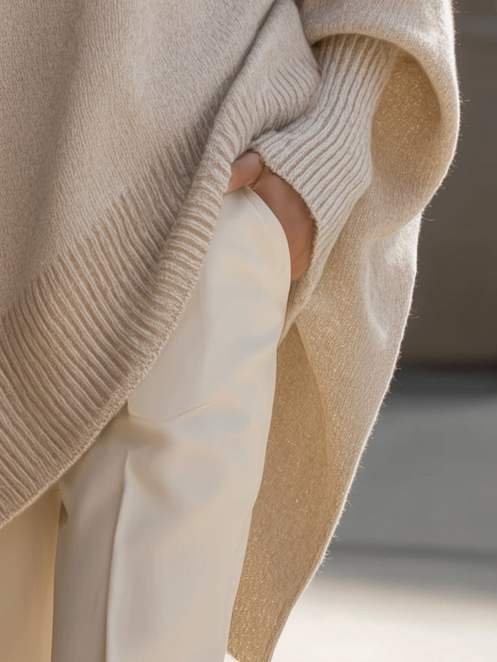 Jennifer | Drapierter Oversize-Pullover mit weitem Ausschnitt