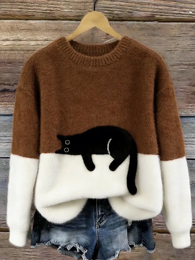 Bonnie™ — Oversized Sweatshirt mit Katzen-Print