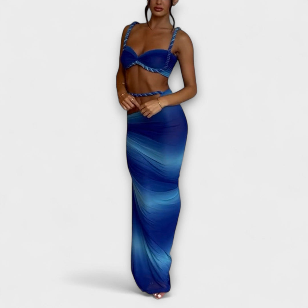 Jane - Schickes Gradient Zopf Crop Top & Overskirt Duo