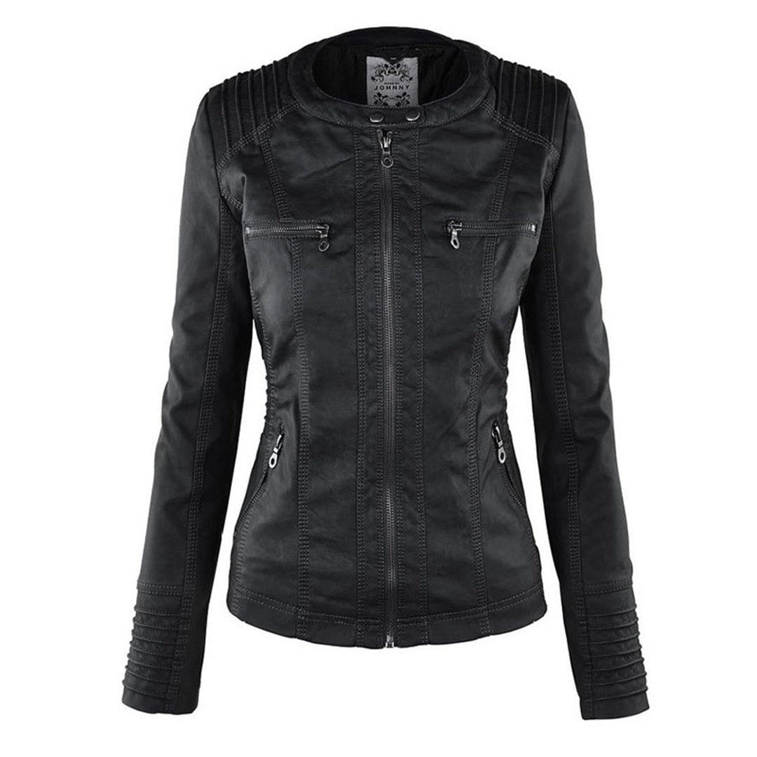 Irene | Elegante Kunstlederjacke mit Kapuze