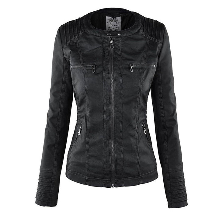 Irene | Elegante Kunstlederjacke mit Kapuze
