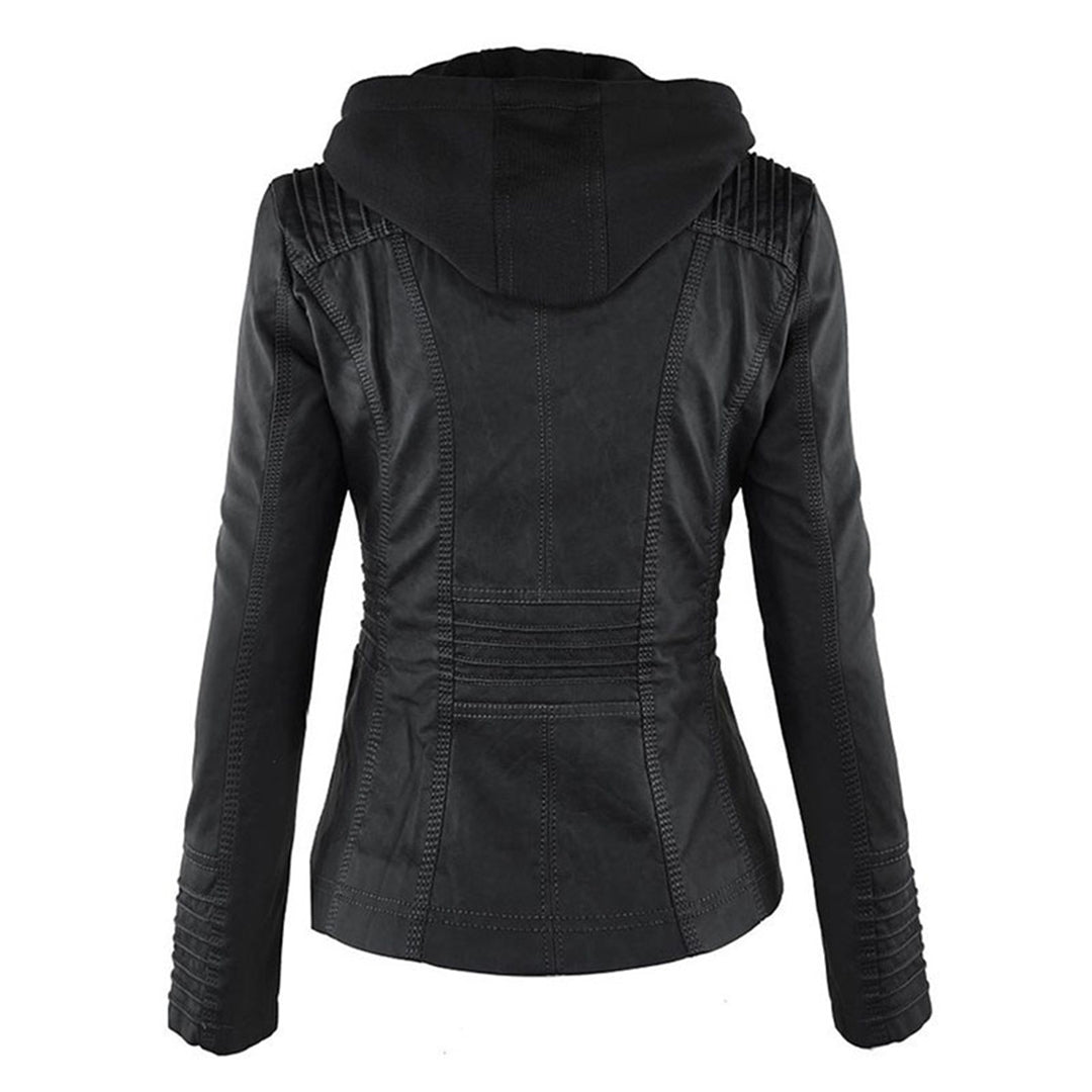 Irene | Elegante Kunstlederjacke mit Kapuze