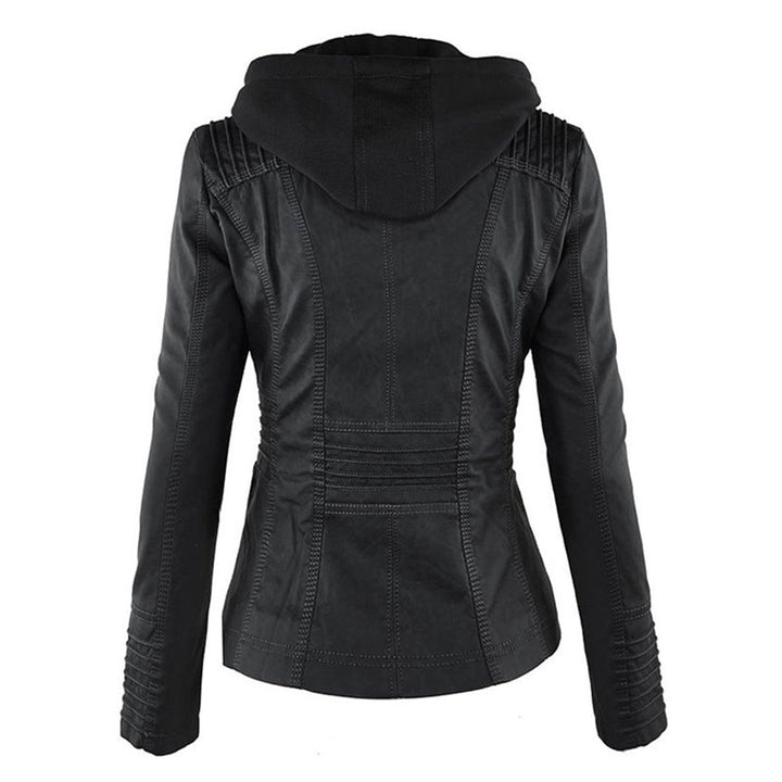 Irene | Elegante Kunstlederjacke mit Kapuze