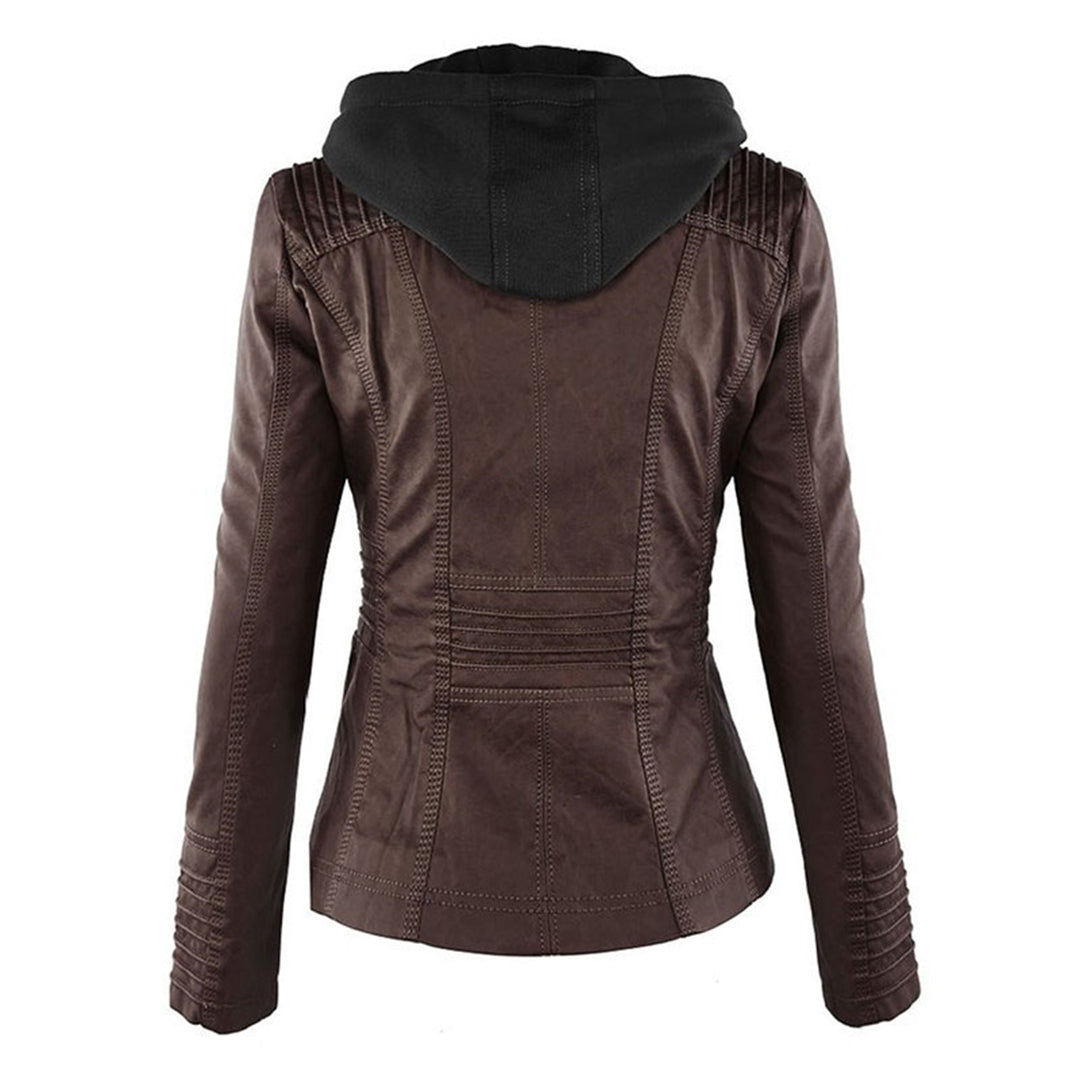 Irene | Elegante Kunstlederjacke mit Kapuze